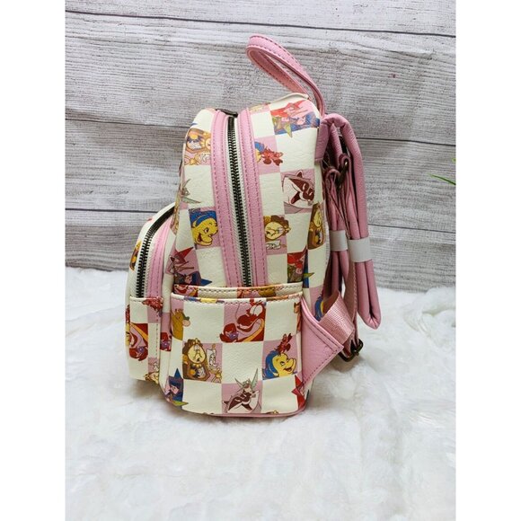 Loungefly Disney Pink Checkered Princess Friends Sidekick Mini Backpack NWT main image 4